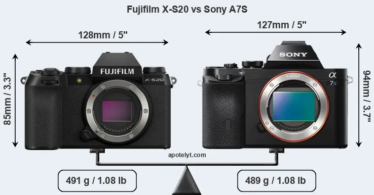 Size Fujifilm X-S20 vs Sony A7S