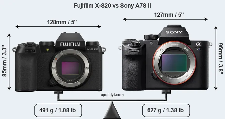 Size Fujifilm X-S20 vs Sony A7S II
