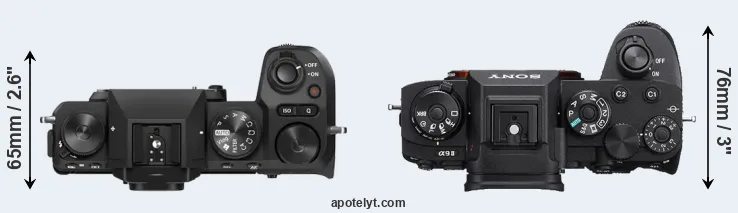 Compare X-S20 versus A9 II top