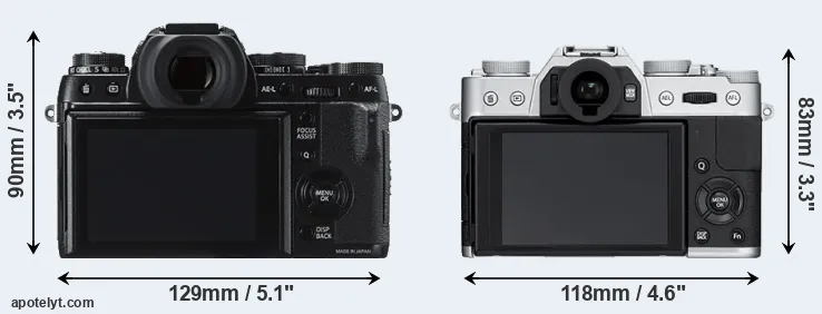 Comparison X-T1 or X-T10 rear