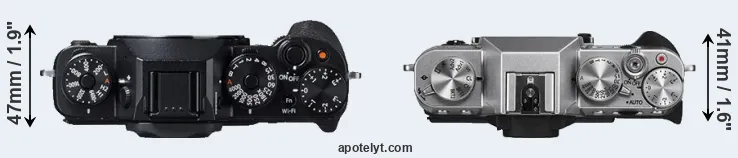 Compare X-T1 versus X-T10 top