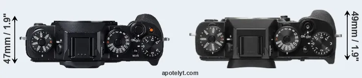 Compare X-T1 versus X-T2 top