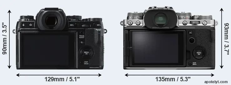 Comparison X-T1 or X-T4 rear