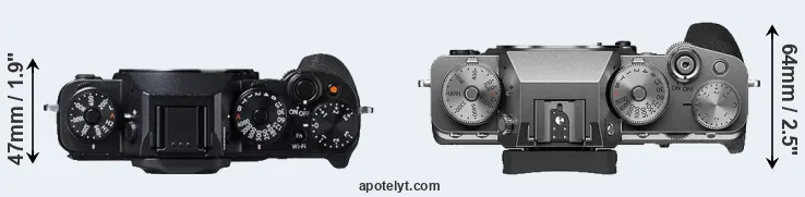Compare X-T1 versus X-T4 top