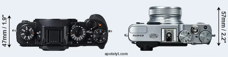 Compare X-T1 versus X20 top