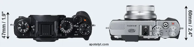 Compare X-T1 versus X30 top