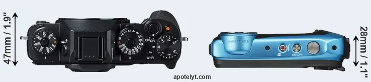 Compare X-T1 versus XP140 top