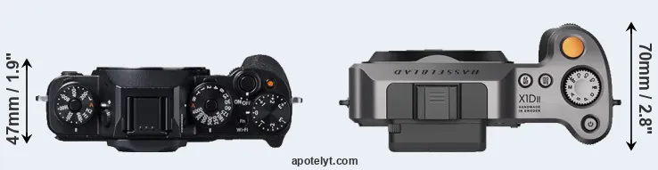 Compare X-T1 versus X1D II top