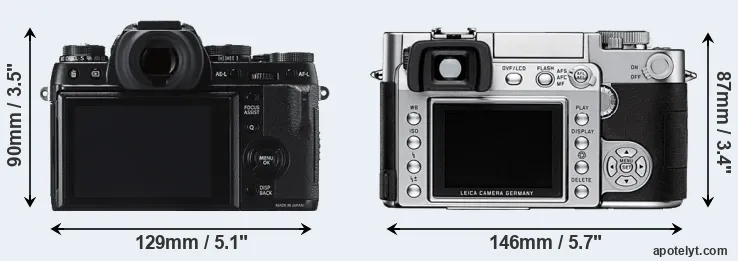 Comparison X-T1 or Digilux 3 rear