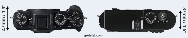 Compare X-T1 versus M9 top