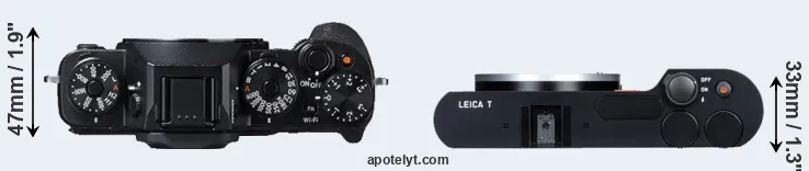 Compare X-T1 versus T Typ 701 top