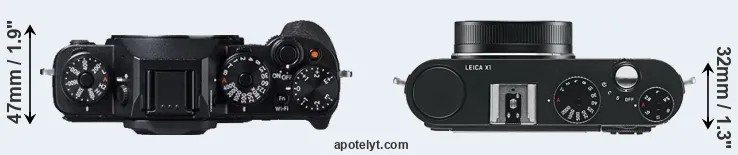 Compare X-T1 versus X1 top