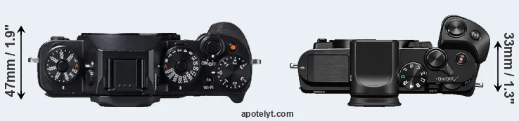 Compare X-T1 versus V3 top