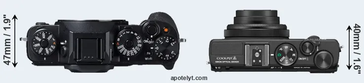 Compare X-T1 versus Coolpix A top