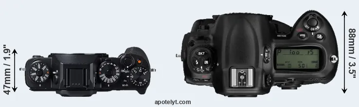 Compare X-T1 versus D3 top