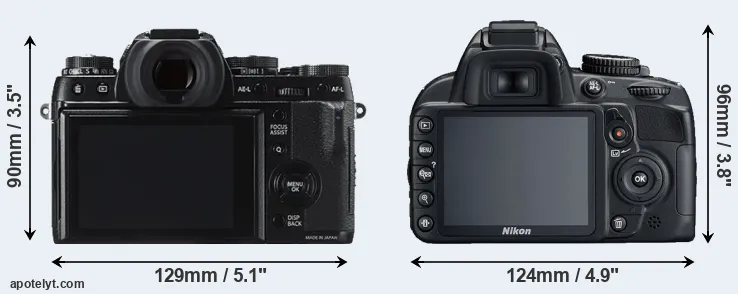 Comparison X-T1 or D3100 rear