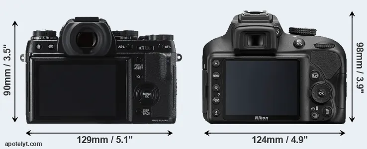 Comparison X-T1 or D3400 rear