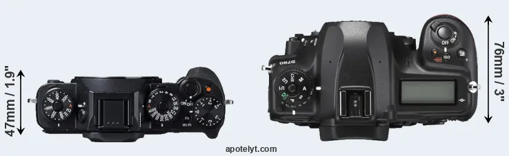 Compare X-T1 versus D780 top