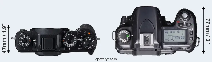 Compare X-T1 versus D80 top
