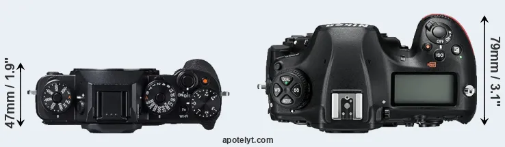 Compare X-T1 versus D850 top