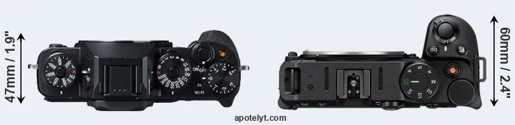 Compare X-T1 versus Z30 top