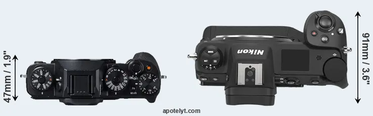 Compare X-T1 versus Z9 top
