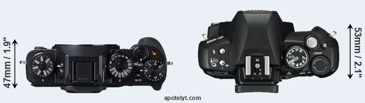 Compare X-T1 versus E-450 top