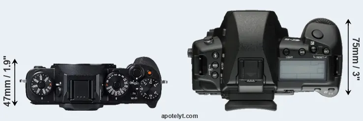 Compare X-T1 versus E-5 top