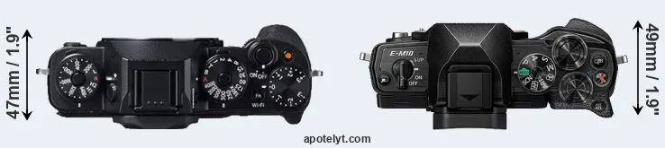 Compare X-T1 versus E-M10 IV top