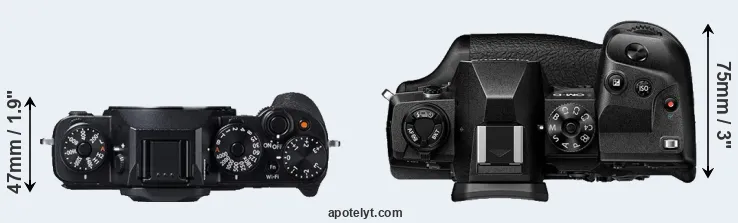 Compare X-T1 versus E-M1X top