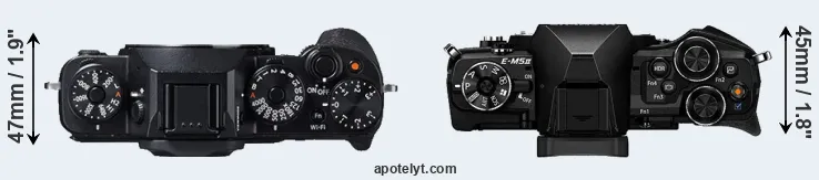 Compare X-T1 versus E-M5 II top