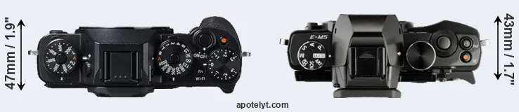 Compare X-T1 versus E-M5 top
