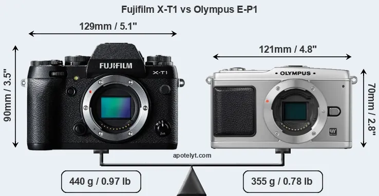 Size Fujifilm X-T1 vs Olympus E-P1
