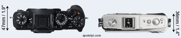 Compare X-T1 versus E-P1 top
