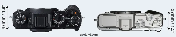 Compare X-T1 versus E-P5 top