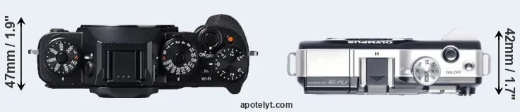 Compare X-T1 versus E-PL1 top