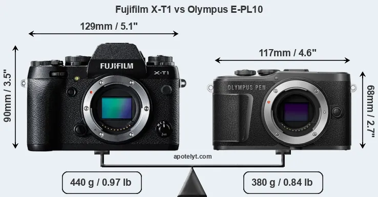 Size Fujifilm X-T1 vs Olympus E-PL10