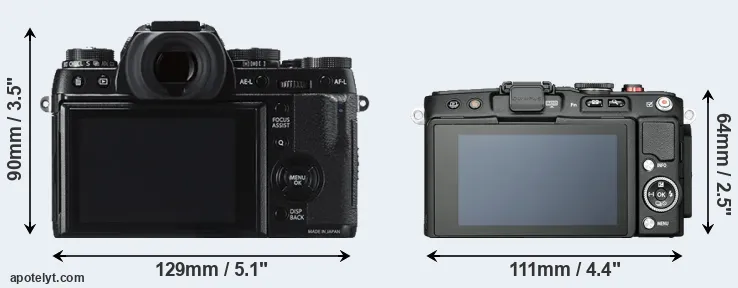 Comparison X-T1 or E-PL6 rear
