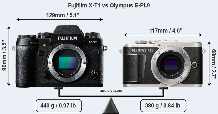 Size Fujifilm X-T1 vs Olympus E-PL9