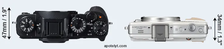 Compare X-T1 versus E-PM2 top