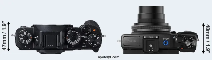 Compare X-T1 versus XZ-2 top