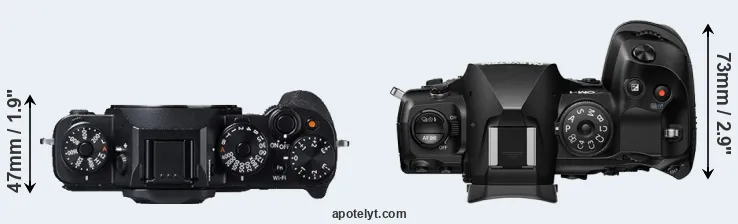 Compare X-T1 versus OM-1 II top