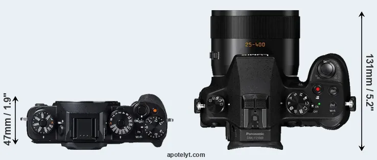 Compare X-T1 versus FZ1000 top