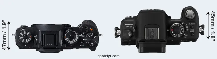 Compare X-T1 versus G1 top