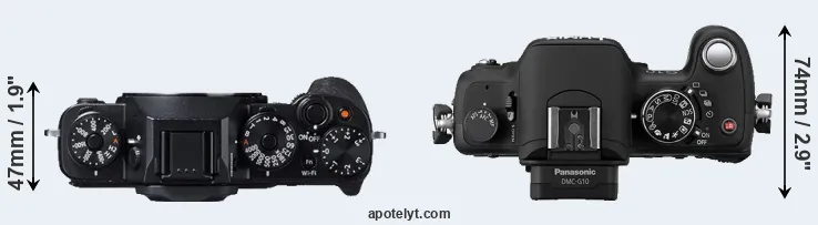 Compare X-T1 versus G10 top