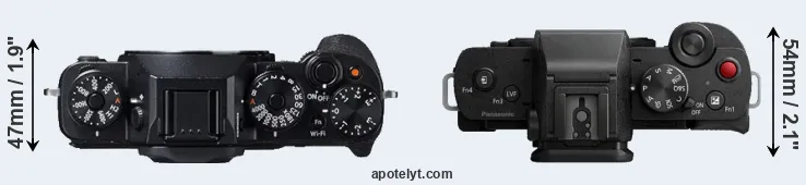 Compare X-T1 versus G110 top