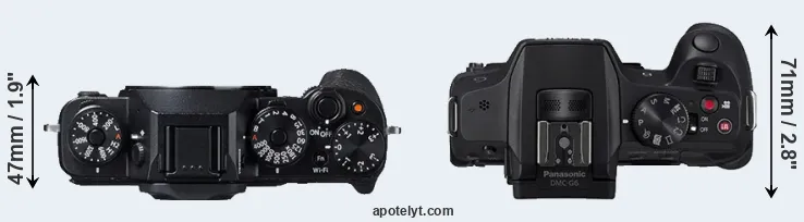 Compare X-T1 versus G6 top