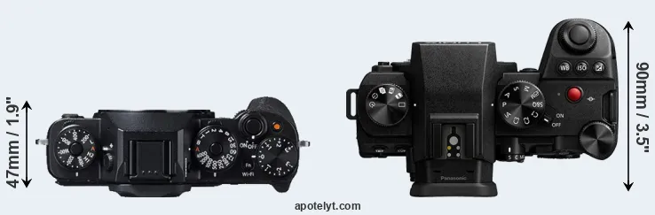 Compare X-T1 versus G9 II top