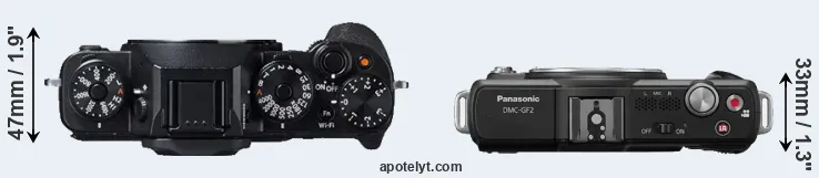 Compare X-T1 versus GF2 top