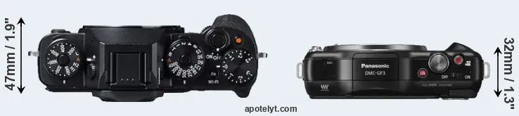 Compare X-T1 versus GF3 top